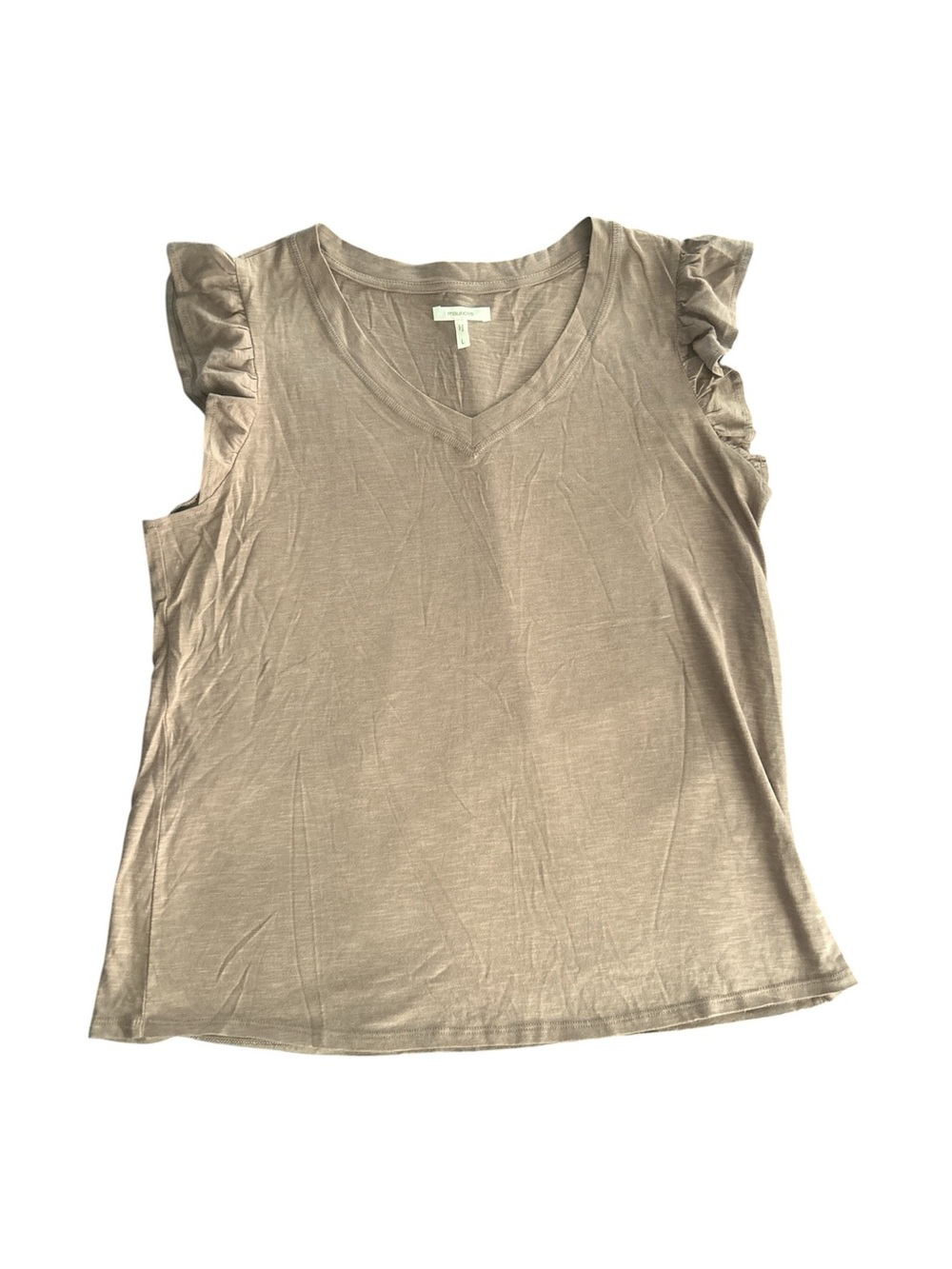 Maurices Taupe Ruffle Sleeve V-Neck Tank Top